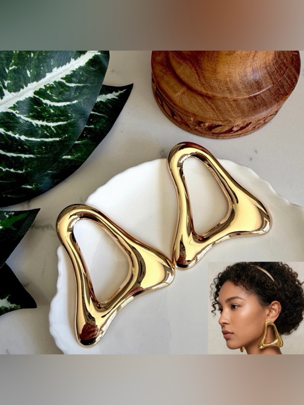 2/$30🌵 Gold Jumbo Shape Earrings Geo Jewelry Statement Gift Round Triangle NEW